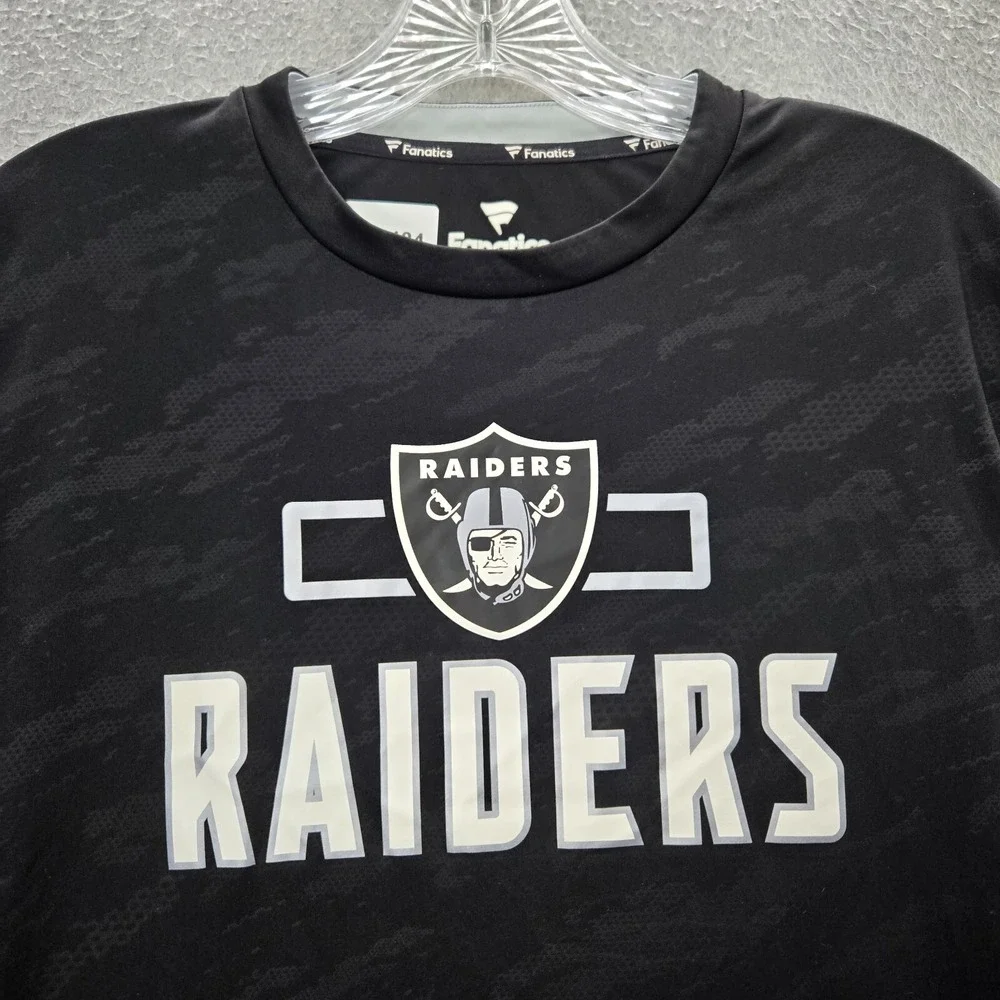 Oakland Raiders Men Shirt Medium Black Camo Logo Fanatics Short Sleeve Tee‎